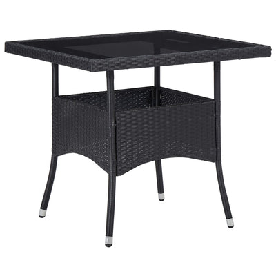 Espace Table-Table à manger noire en résine tressée et verre d'extérieur