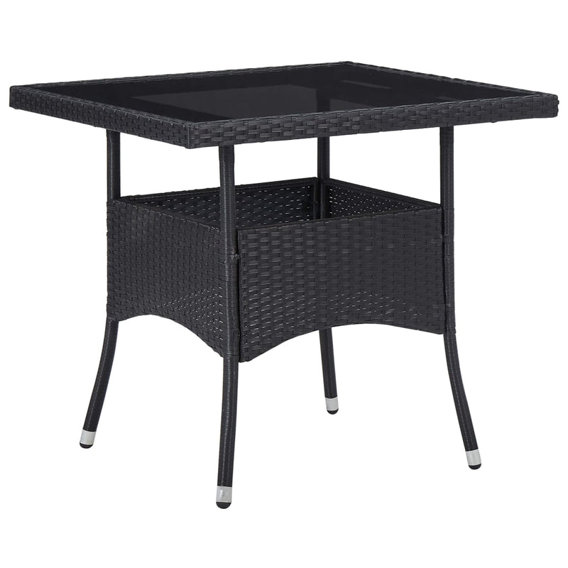 Espace Table-Table à manger noire en résine tressée et verre d&