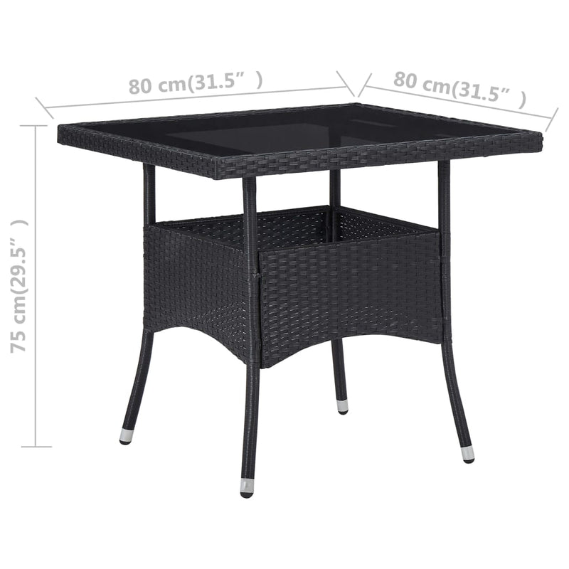 Espace Table-Table à manger noire en résine tressée et verre d&