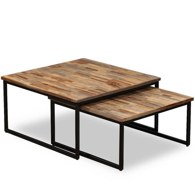 Espace Table-Table basse en teck massif avec 2 pièces