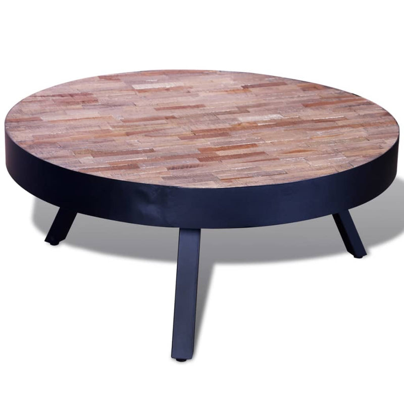 Espace Table-Table basse ronde design en bois de teck recyclé