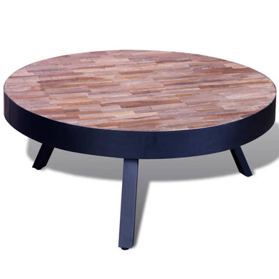 Espace Table-Table basse ronde design en bois de teck recyclé