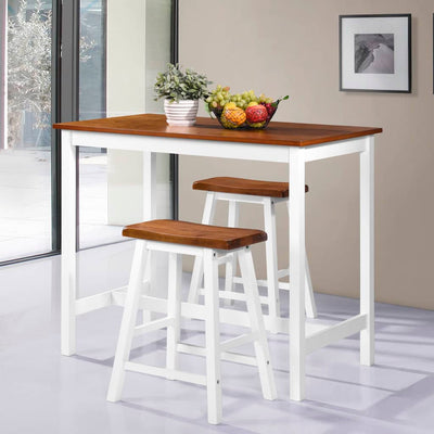 Espace Table-Table de bar avec deux tabourets en bois solide et raffinée