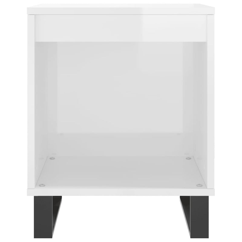Espace Table-Table de chevet blanche avec rangement en bois brillant