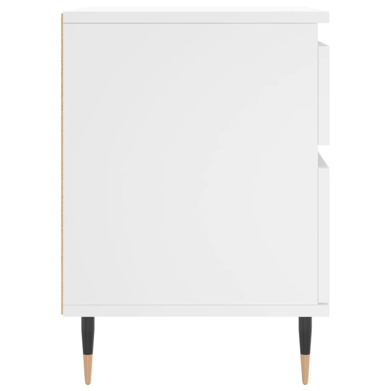 Espace Table-Table de chevet blanche en bois compact avec tiroir et placard